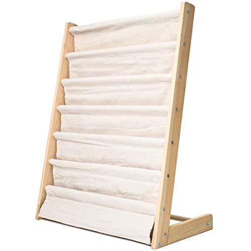 Image of Morimoe Kids Sling Bookshelf with Pocket, 6 Tiers, Natural Wood, Books Storage Rack, Perfect Height Reading Fun (W:60cm)