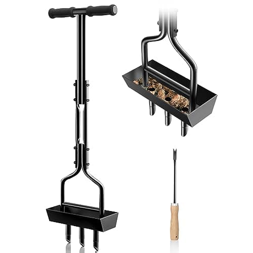 Image of EEIEER Lawn Aerator, Hollow Tine Aerator Core Aerating with Storage Tray and Garden Tools, T-Handle Grass Aerator Heavy Duty Aeration Lawn Scarifier Manual Lawn Aerators for Compacted Soils Lawn Care