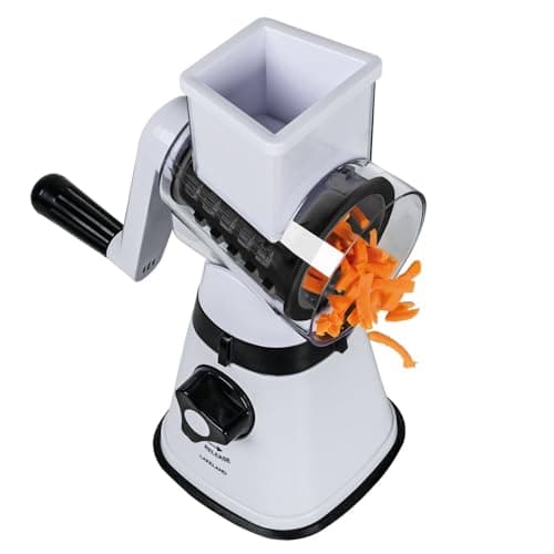 Image of Lakeland Rotary Cheese Food Grater and Slicer 3 Blades Fine & Coarse Grating and Slicing with Suction Base