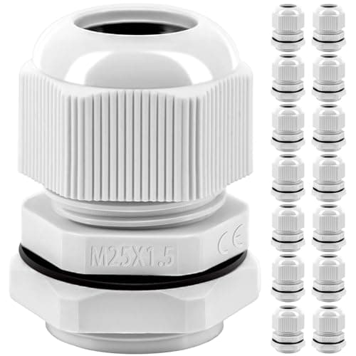 Image of Cable Glands Set, Gorffy 15Pcs Waterproof Stuffing Glands M25, IP68 Locknut 25MM Stuffing Glands for Garden Outdoor, Plastic Nylon M25 Cable Conduit Waterproof Connectors Set