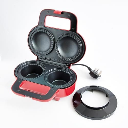 Image of Coopers of Stortford - Deep Fill Pie Maker with Non-Stick Moulds - 1200W Electric Pie & Quiche Maker with Easy-Clean Surface - Cool-Touch Locking Handle - Includes Pastry Cutter