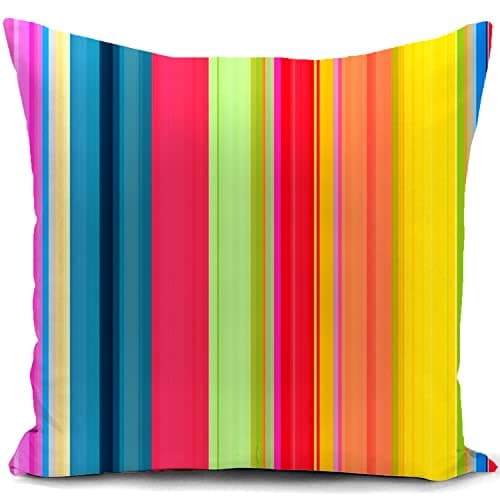Image of Cushion Cover Colorful Stripe Bright Rainbow Decor Home Throw Pillow Case Decorate for Livingroom Couch Bed Sofa Gifts 18"x18"(45x45cm)