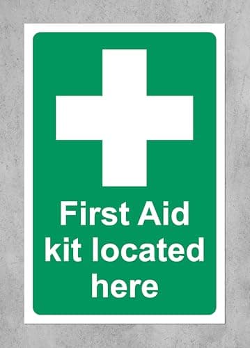 Image of First aid kit located here Safety sign - 1mm Plastic sign (200mm x 150mm)