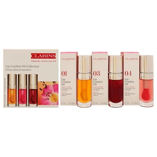 Image of Lip Comfort Oil Collection by Clarins for Women - 3 x 0.2 oz Lip Oil - 01 Honey, Lip Oil - 03 Cherry, Lip Oil - 04 Pitaya