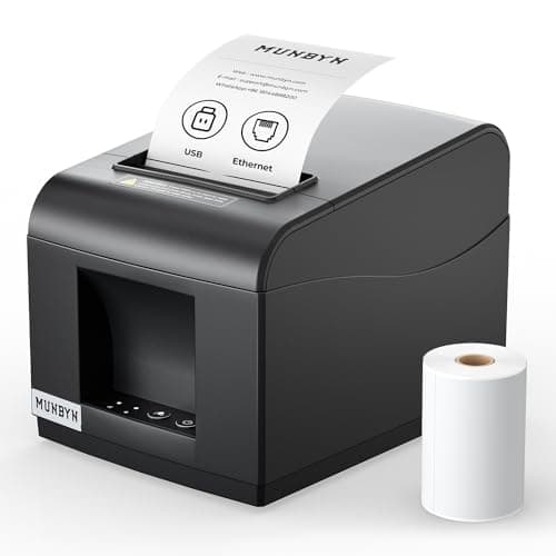 Image of MUNBYN POS P072 80mm USB Receipt Printer Support Cash Drawer, Thermal Receipt Printer with Auto Cutter, USB Ethernet Interface for Windows/Android/Mac/Linux, NO Bluetooth Wi-Fi