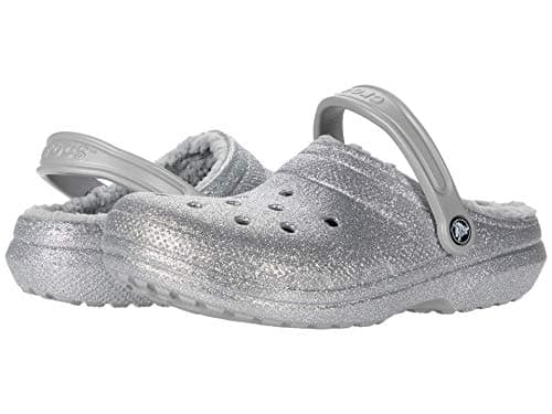 Image of Crocs Unisex Classic Lined Clog, Silver Glitter, 5 UK Men/ 6 UK Women