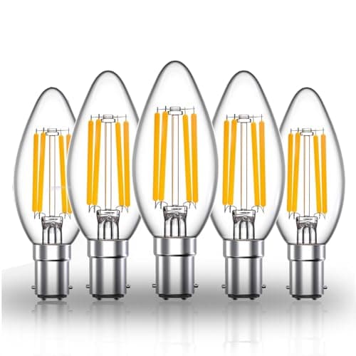 Image of Luxvista 4W B15d Filament LED Candle Bulb C35 B15 Dimmable Edison Vintage SBC Small Bayonet Cap Candle Light Bulbs LED for 35-40W Incandescent Replacement Warm White 2700K (5-Pack)