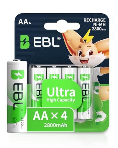 Image of EBL High Capacity 2800mAh AA Rechargeable Batteries with New Retail Package [Pack of 4] (Packaging being updated)