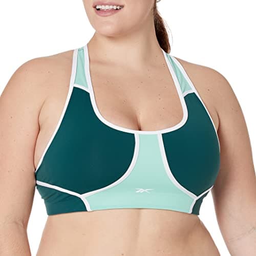 Image of Reebok Women's Standard Lux Racerback Sports Bra, Medium Support, Forest Green/Semi Classic Teal, 32C, 32D, 34A, 34B