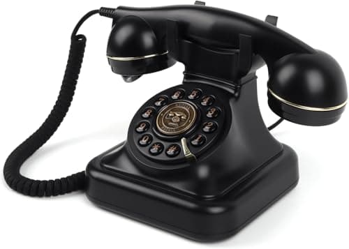Image of FESTRING Retro Landline Phone with Push-button Dialing, Vintage Phone with Adjustable Ringer Volume and Redial Function, Corded Retro Telephone for Home, Office, Hotel, black