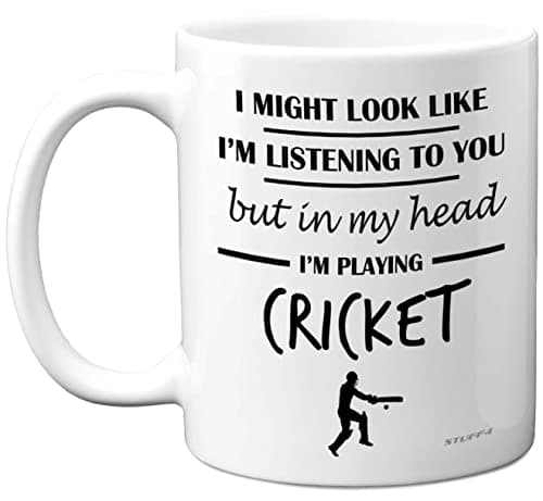 Image of Stuff4 Cricket Gifts for Men - in My Head I'm Playing Cricket - Funny Mug, Gifts for Lovers, Presents, 11oz Ceramic Dishwasher Safe Premium Mugs Cup
