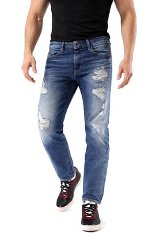 Image of Diesel Buster 0848I Men's Slim Tapered Jeans, blue, 27 W/30 L