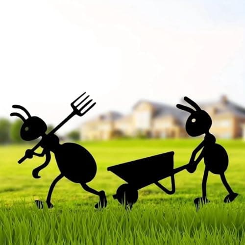 Image of Ant Metal Garden Stakes Decorative,2 Pack Black Ant Silhouette Statues,for Yard, Garden, Lawn Outdoor Decorations.Gifts (Black ant)