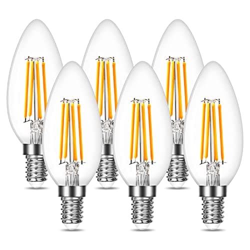 Image of Lepro E14 LED Light Bulb, LED Candle Bulbs Small Screw, 4W 470lm, 40W Equivalent SES E14 Bulb Vintage, Warm White 2700K C35 Light Bulbs, 360° Beam Angle, Clear Filament, Non-dimmable, Pack of 6