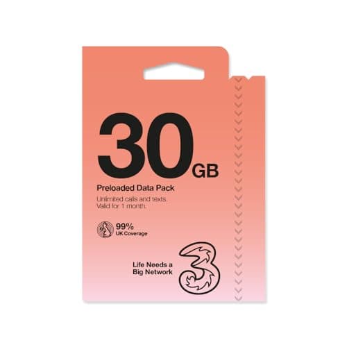 Image of Three Mobile PAYG Voice SIM Pack - 30GB - £15