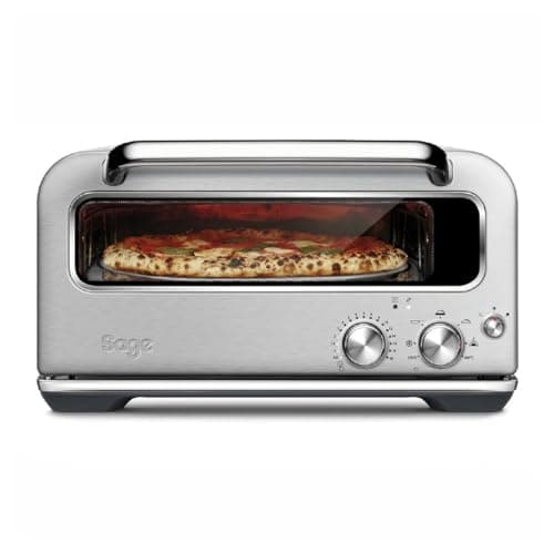 Image of Sage - The Smart Oven Pizzaiolo - Brick Oven for Wood Fired Style Pizza - Leopard Spotted Crust 400°C, 7 Presets & Manual Mode - Peel & Pan included - Brushed Stainless Steel