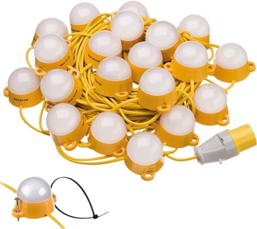 Image of Red Arrow 110V LED 50m Site Lighting Festoon Kits IP44 6500K 35,000 Hours Life Expectancy Work Lights