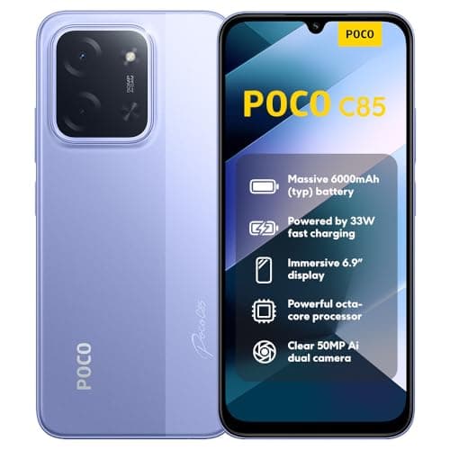 Image of XIAOMI POCO C85, Smartphone 8+256GB, 6.9" 120Hz Display 7.99mm Design, MediaTek Helio G81-Ultra Octa-core, 50MP AI dual camera, 6000mAh, Purple, Charger Not Included