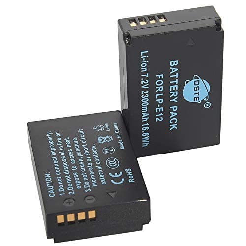 Image of DSTE 2PCS LP-E12(2300mAh/7.2V) Battery Compatible for Canon EOS M2, EOS M10, EOS 100D, M50, M100, M200, Kiss M, Kiss X7, PowerShot SX70