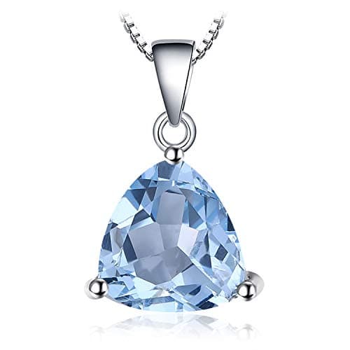 Image of JewelryPalace Trillion 2.4ct Genuine Sky Blue Topaz Birthstone Solitaire Pendant 925 Sterling Silver