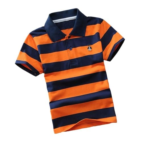 Image of Vuncio Polo Shirts Kids Boys Fashion Graphic Short Sleeve Round Neck Tshirts Teenage Boys Cartoon Summer Spring Casual School Jogging Running Tops (5-6 Years, Orange)