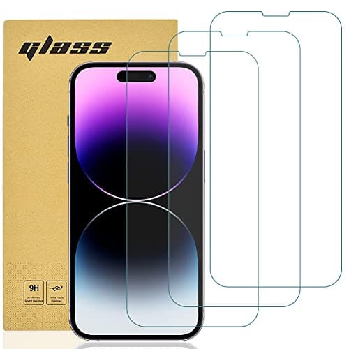 Image of gueche [3-Pack] Screen Protector for iPhone 14 Pro and iPhone 15, Case Friendly, [Easy Installation], Scratchproof Tempered Glass Film 99.99% HD Clarity Screen Protector, 6.1-inch