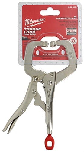 Image of Milwaukee 48-22-3532 Torque Lock 6” Locking Spring Loaded Metal C-Clamp w/Regular Jaws