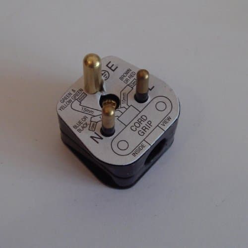 Image of - 2 Amp Round Pin Plug Black - 2APLUGB