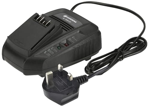 Image of Gardena Quick Charger AL 1830 CV: Suitable for all 18V Power for All system batteries, charging time for 2.5Ah battery is 60 min, with LED status indicator for the battery level, UK plug (14901-28)