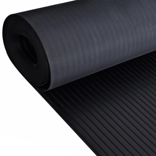 Image of Wide Ribbed Rubber Roll Flooring Matting - 3mm Thick - 2m Wide - Up to 15m Length (2M X 3M)