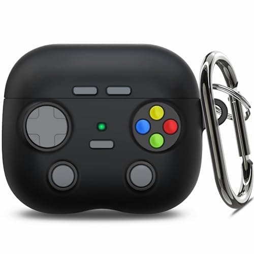 Image of volport Airpods 3rd Generation Case Cover [2021] Soft Silicone Skin Protective Shockproof Case Cover Support MagSafe Charging with Carabiner Keychain Hook [Front LED Visible] Black