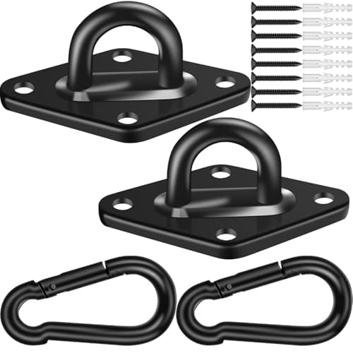 Image of Feanron Hammock Hooks 2 Pack, Heavy Duty Hammock Hanging Kit, M8 Pad Eye Hanging Hooks for Porch Swing, 1000Lbs Holding Capacitym,Black