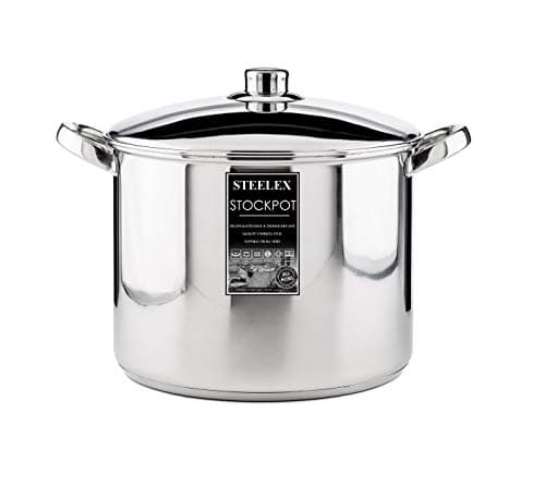 Image of Stainless Steel Induction Stock Pot with Lid Large Deep Casserole Cooking Stockpot Mirror Polished Finish Soup Stew Home Brew Pot (24cm - 8.4 Litre)