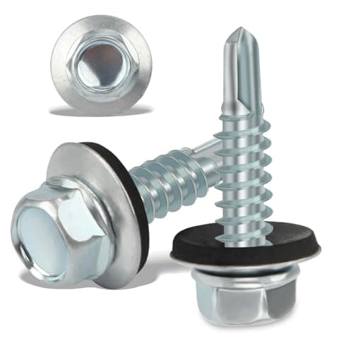 Image of 60PCS Roofing Screws with Rubber Washers 6.3x25mm Hex Head Self Tapping Screws Tech Screw for Metal Zinc Plated Corrugated Roofing Cladding Steel Screw for Tin Roof