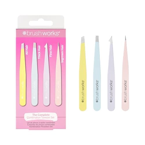 Image of Brushworks HD 4 Piece Combination Tweezer Set - Mixed