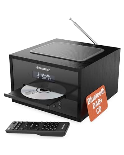 Image of Bluetooth DAB+ Radio & CD Player | 40 Watt Mains Powered Hifi System for Home | Inbuilt Speakers, LED Display | Dual Alarm, 20 Presets & FM | USB, MP3, AUX | Remote Control Included | OAKCASTLE DAB400
