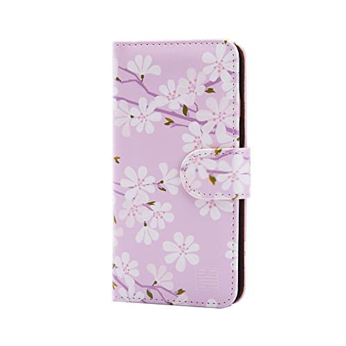 Image of 32nd Floral Series - Design PU Leather Book Wallet Case Cover for Apple iPhone 7, 8, SE (2020) & SE (2022), Designer Flower Pattern Wallet Style Flip Case With Card Slots - Cherry Blossom
