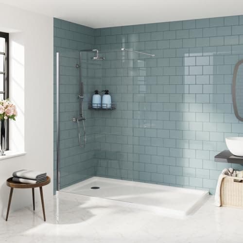Image of Aquariss 1000mm Walkin Shower Enclosure 8mm Easy Clean Glass Shower Screen Panel Reversible Polished Chrome Framed