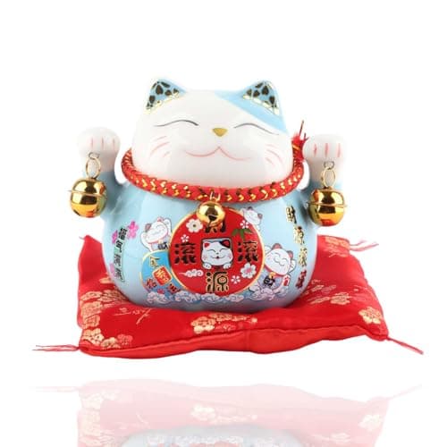 Image of Ceramic Lucky Cat 4.5in Lucky Cat Coin Bank Money Piggy Bank Feng Shui Maneki Neko Good Wish Ceramic Fortune Unbreakable Saving Piggy Box for Home Decor