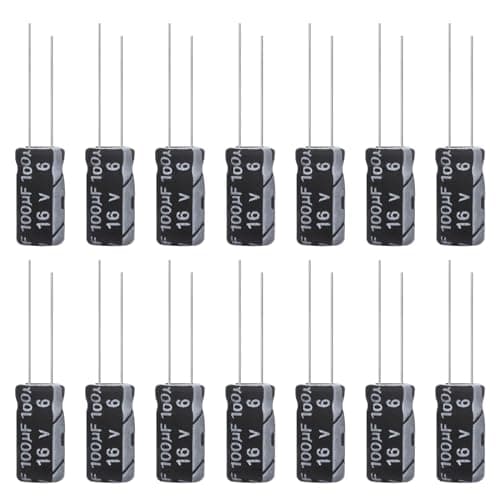 Image of ALLECIN 100uF 16V Electrolytic Capacitor 5x11mm 100 uF MFD 16 Volt 0.2x0.43in Aluminum Capacitors (Pack of 15)