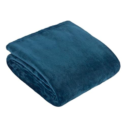 Image of furn. Harrow Fleece Throw – Silky Soft Lightweight Flannel Blanket for Bed or Sofa (Midnight - 140x180cm)