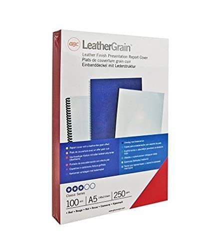 Image of GBC CN040030 Cover Leather Grain Retail Pack A4 Card 250 g/m² Pack of 25 Red