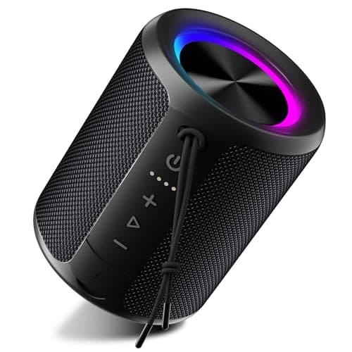Image of DUDGSIS Portable Bluetooth Speaker, Wireless Speakers With Led Light, Louder Volume & Enhanced Bass, IPX7 Waterproof, 30H Playtime, Durable Loud Outdoor Speaker for Travel, Sport