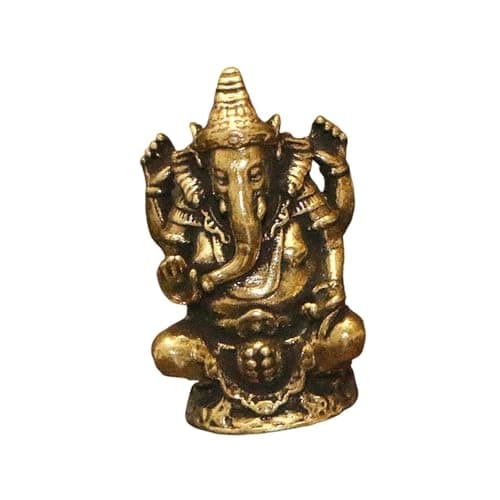 Image of Truosbis Buddha Statue Copper Indian Sitting Statue Home Decor Thai Elephant God Figurine Religious Hindu Artwork Meditation Sculpture Collectibles Unique, 2.6cmx1.5cmx1.5cm