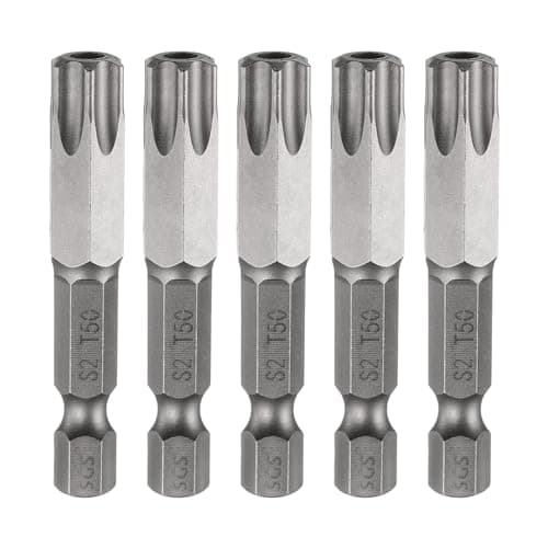 Image of sourcing map 5pcs TT50 Security Torx Head Screwdriver Bit 2" (50mm) Long 1/4" Hex Shank Magnetic Tamper Proof 6 Point Star Screw Driver Drill Bits S2 Steel Hole Tip Industrial Power Tools