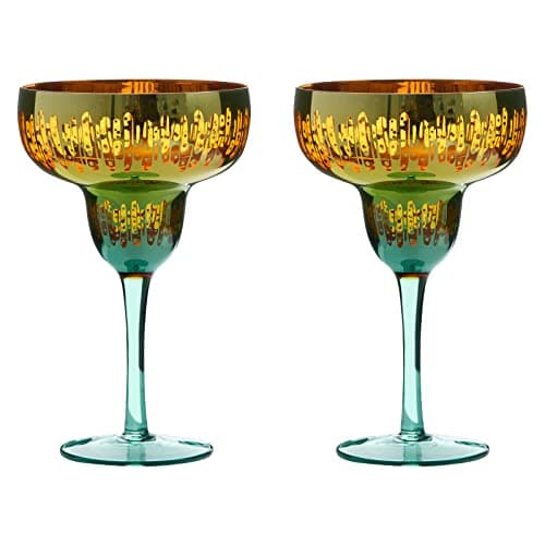 Image of ARTLAND - Fiesta Margarita Glasses - Colourful & Eclectic - Cocktail Glasses Set - Handmade Glassware - - Set of 2