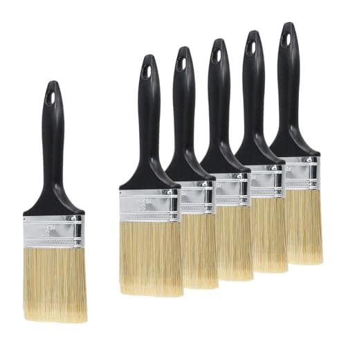 Image of JOIKIT 6 Pack 3 Inch Chip Paint Brush, Draw Paint Brush with Plastic Black Handle for Staining Varnish Painting