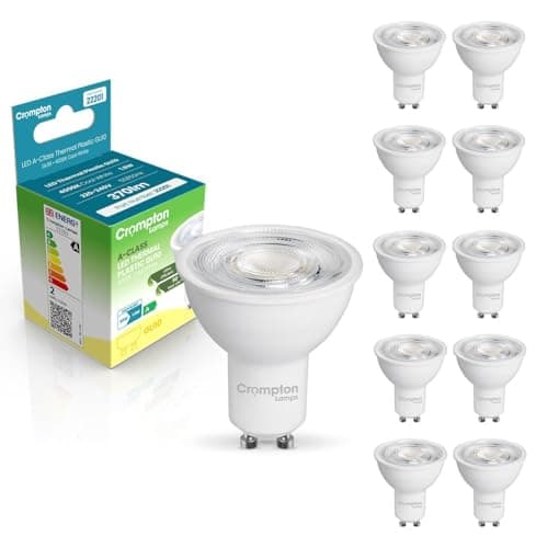 Image of Crompton Lamps LED Ultra-Efficient GU10 Spotlight 1.9W A-Class (50W Equivalent) 4000K Cool White 36° 370lm Energy Efficient Filament A-Rated Light Bulb (10)