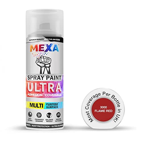Image of Mexa Spray Paint Flame Red Perfect for Radiator, Plastic, Fabric, Metal, Bike, Marking 400ml RAL 3000