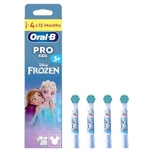 Image of Oral-B Kids 3+ Disney Frozen Electric Toothbrush Heads Pack of 4 Replacement Brushes Gentle for Children with Soft Bristles